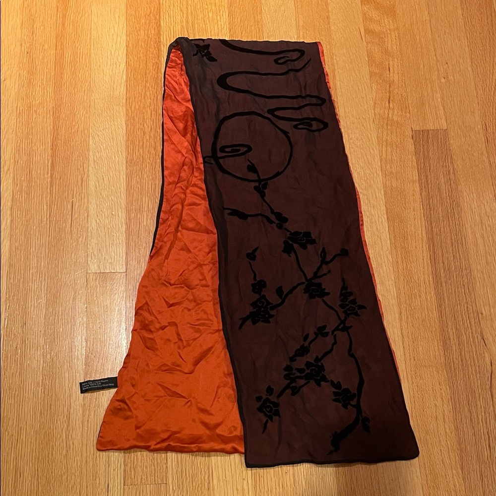 ZazouLuxe Orange and Black Floral Scarf